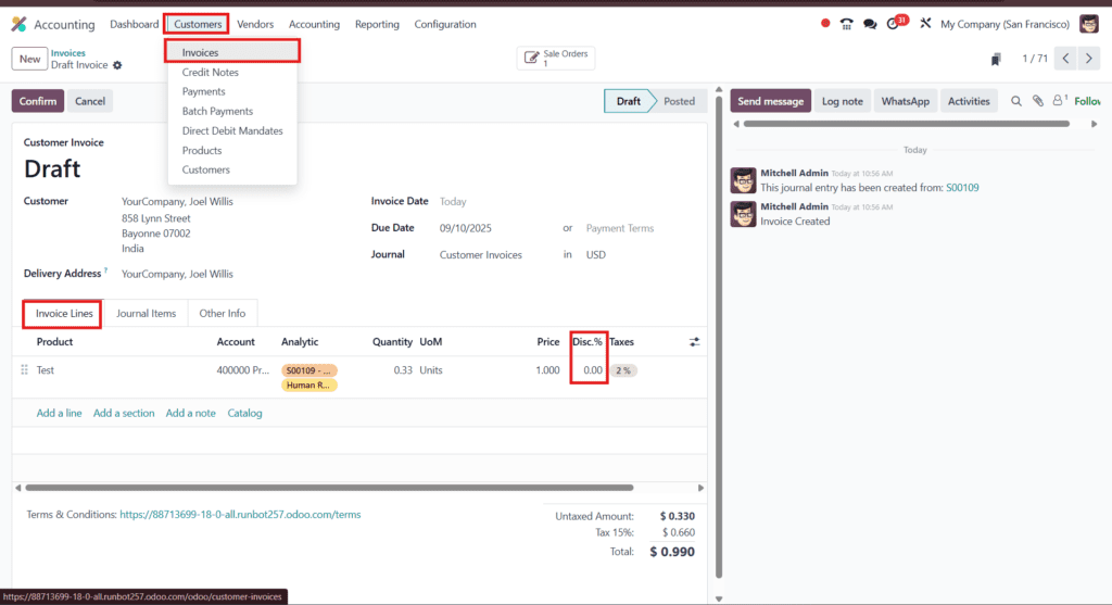 Create a Customer Invoice