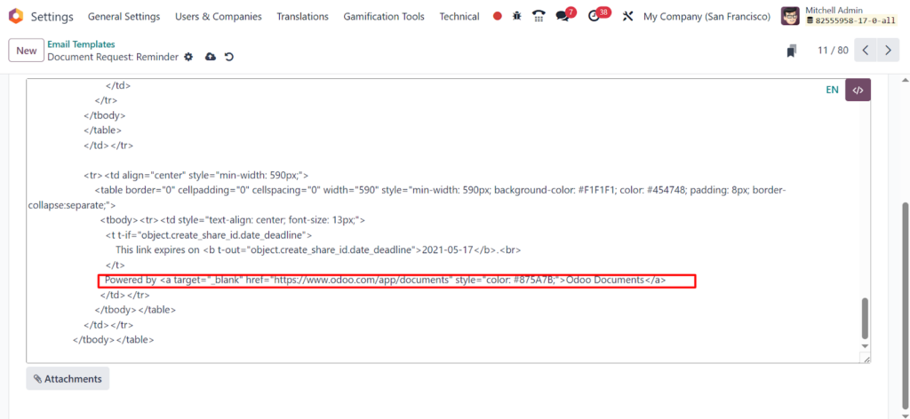 Email Template Body Section