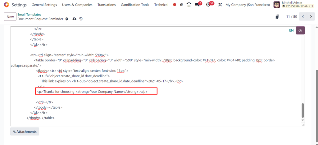 Identify Powered by Odoo code