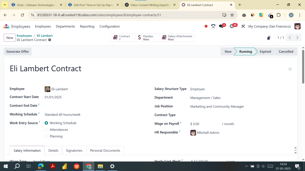 Odoo Employee Contract Setup